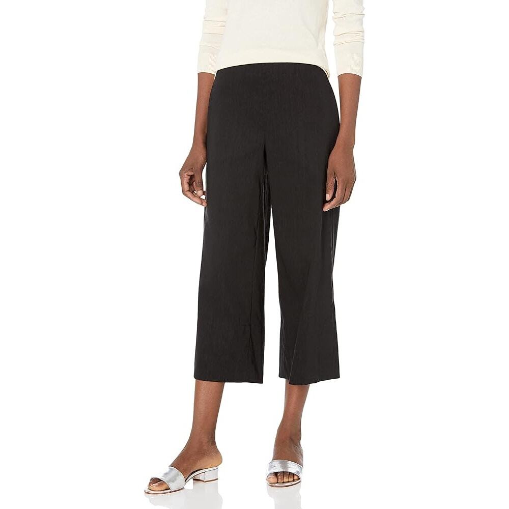 Vince. Women's Linen Blend Mid Rise Cropped Wide Leg Pants, Size 8 in Black